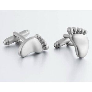 Barefoot Cufflinks Silver Color Novelty Groom Wedding Beach Theme Mens Jewelry